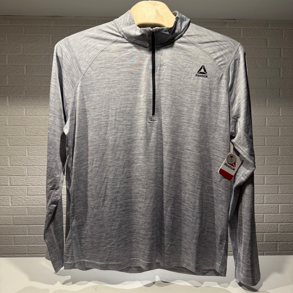 Reebok Mens 3XL Heather Gray Performance Quarter Zip Pullover Athletic Shirt‎